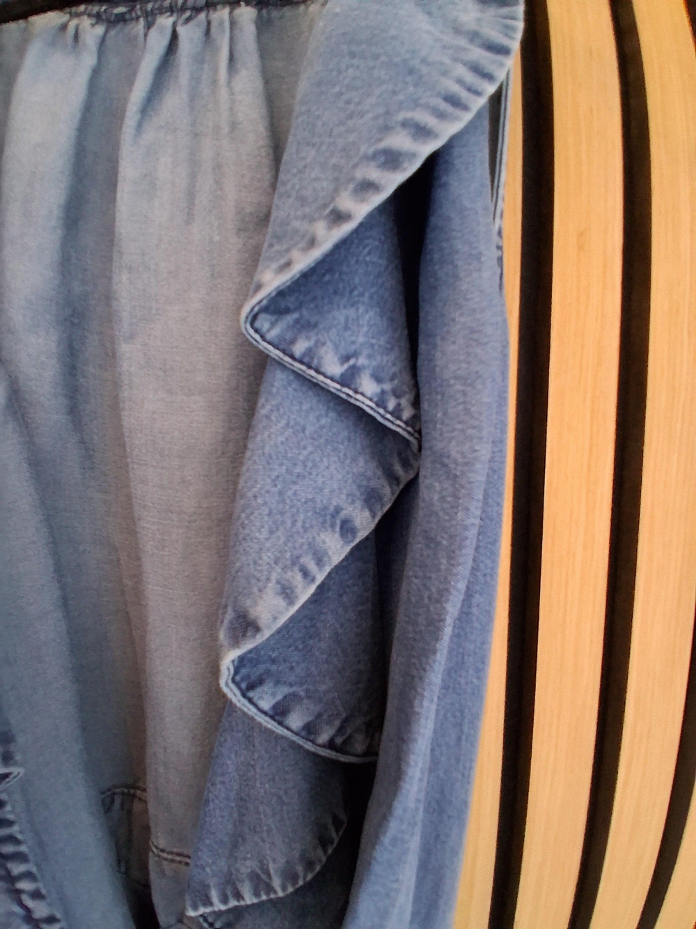 H&M Light Blue Denim Ruffle Front Dress - Picture 2 of 3